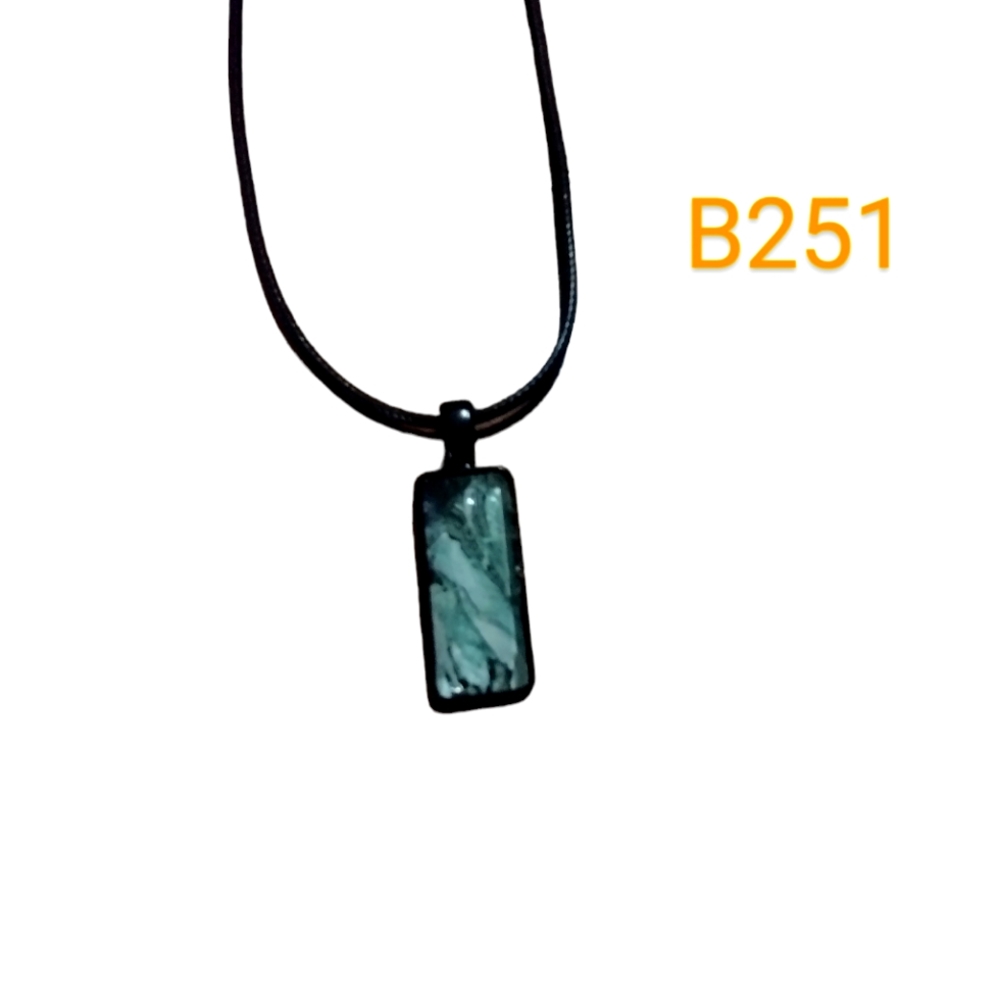 Women's Green,Silver,White,Black 16 inch Fluid Art Pendant Necklace Black Cord